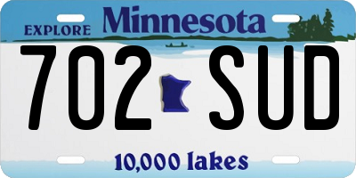 MN license plate 702SUD