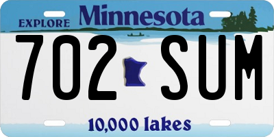 MN license plate 702SUM