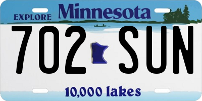 MN license plate 702SUN
