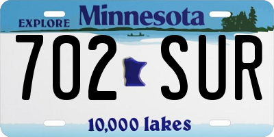 MN license plate 702SUR