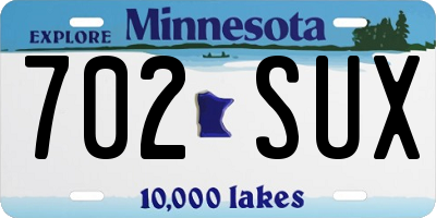 MN license plate 702SUX