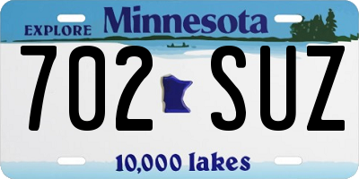 MN license plate 702SUZ