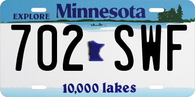 MN license plate 702SWF