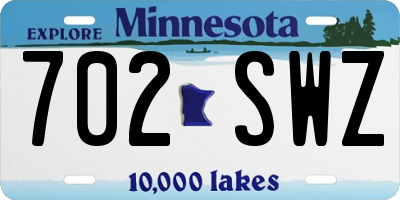 MN license plate 702SWZ