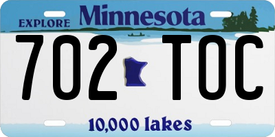 MN license plate 702TOC