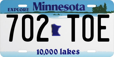 MN license plate 702TOE