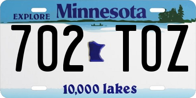 MN license plate 702TOZ