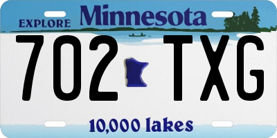 MN license plate 702TXG