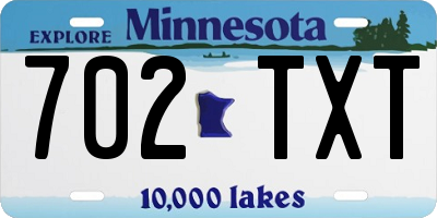 MN license plate 702TXT