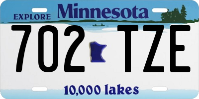 MN license plate 702TZE
