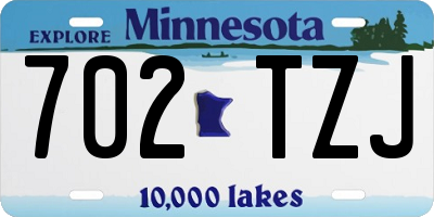 MN license plate 702TZJ