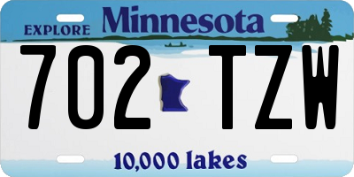 MN license plate 702TZW