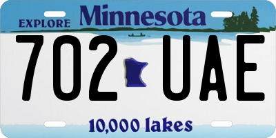 MN license plate 702UAE