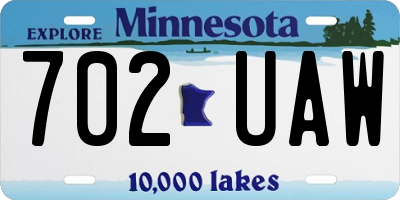 MN license plate 702UAW