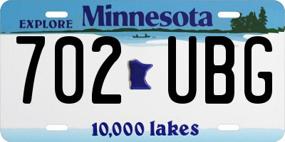 MN license plate 702UBG