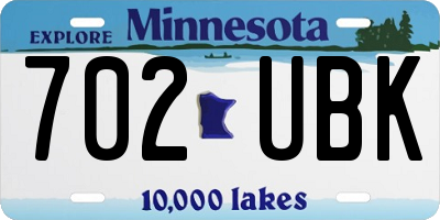 MN license plate 702UBK