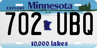 MN license plate 702UBQ