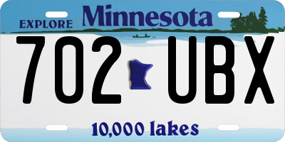 MN license plate 702UBX