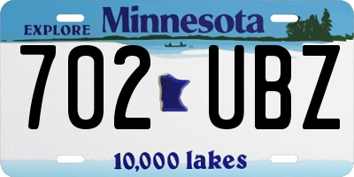 MN license plate 702UBZ