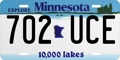 MN license plate 702UCE