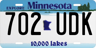 MN license plate 702UDK
