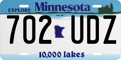 MN license plate 702UDZ