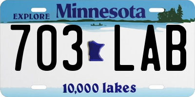 MN license plate 703LAB