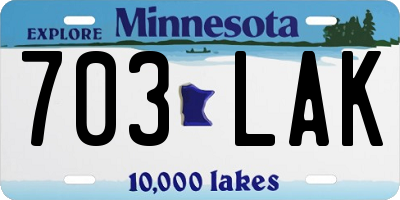 MN license plate 703LAK