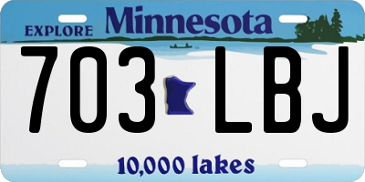 MN license plate 703LBJ