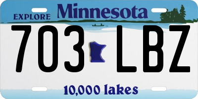 MN license plate 703LBZ