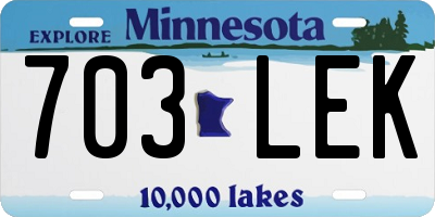 MN license plate 703LEK