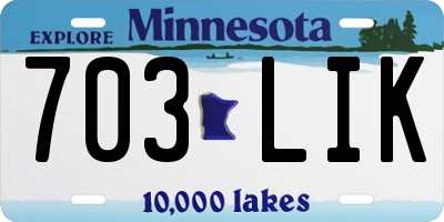 MN license plate 703LIK