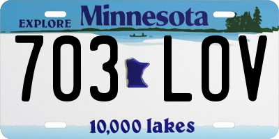 MN license plate 703LOV