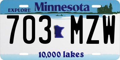 MN license plate 703MZW