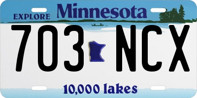 MN license plate 703NCX