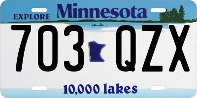 MN license plate 703QZX