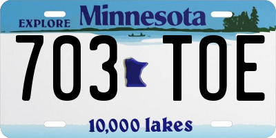 MN license plate 703TOE