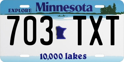 MN license plate 703TXT
