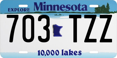 MN license plate 703TZZ