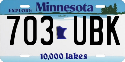 MN license plate 703UBK