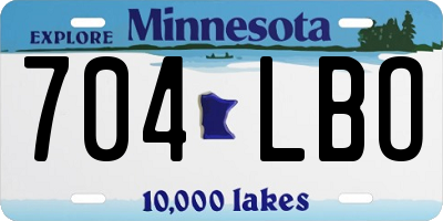 MN license plate 704LBO