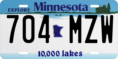MN license plate 704MZW