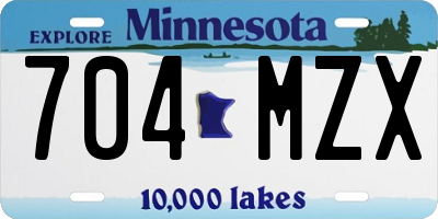 MN license plate 704MZX