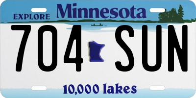 MN license plate 704SUN