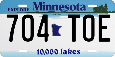 MN license plate 704TOE
