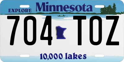 MN license plate 704TOZ