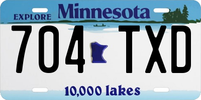 MN license plate 704TXD