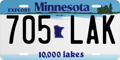 MN license plate 705LAK