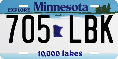 MN license plate 705LBK
