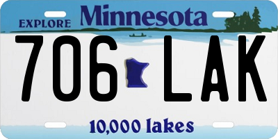 MN license plate 706LAK